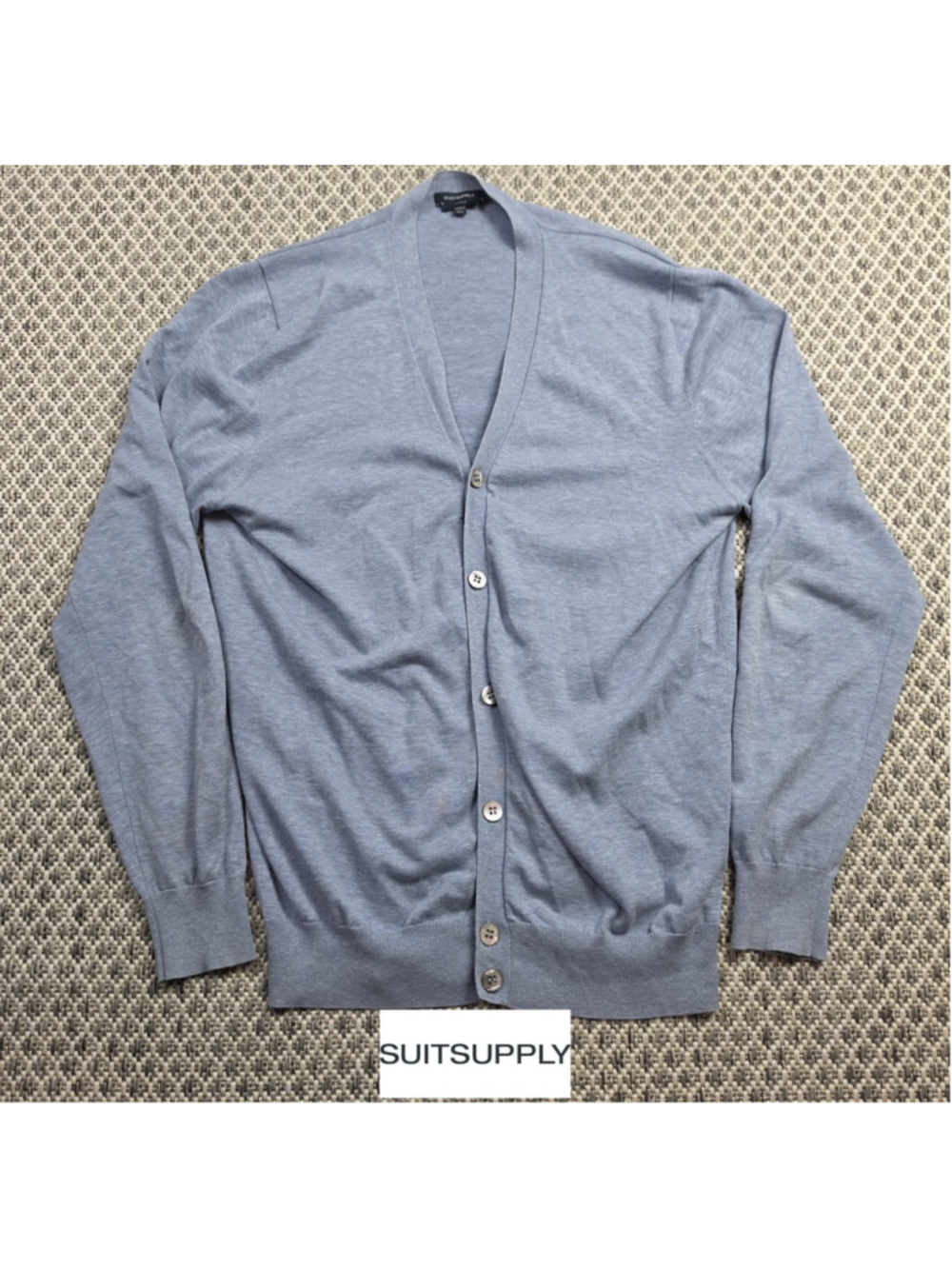 Suitsupply Mens Medium Blue 100% Cotton V Neck Button Cardigan Sweater